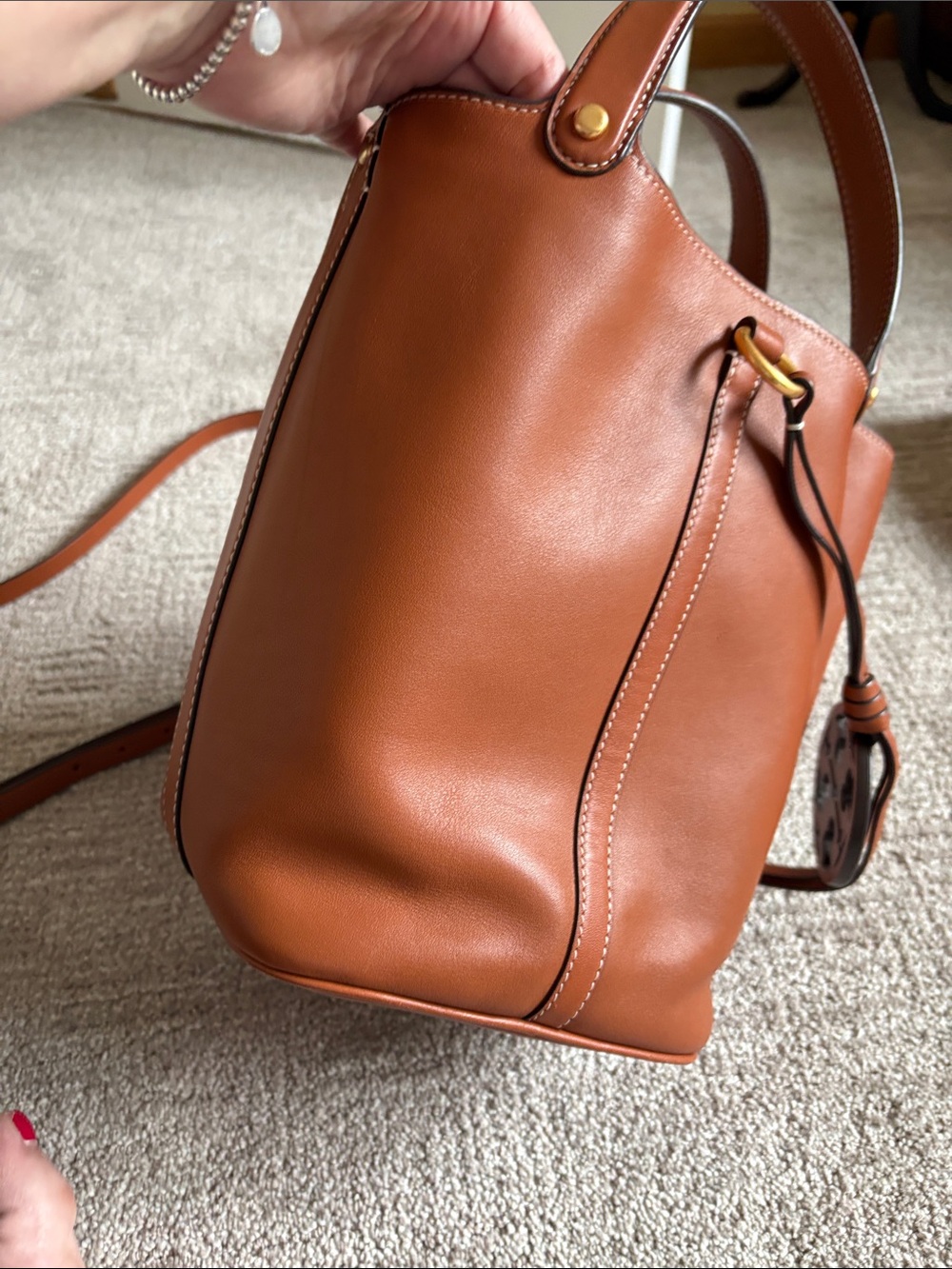 Tory Burch Leather Tote in Saddle - Picture 9 of 16